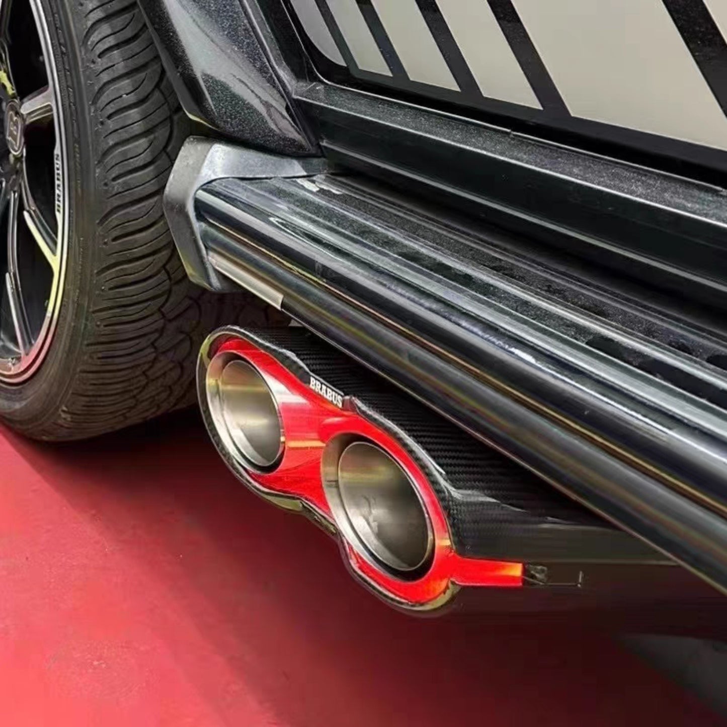 Универсални RGB LED карбонови накрайници за ауспух - Brabus