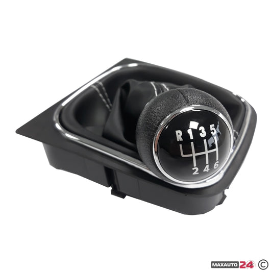 Топка за скоростен лост с маншон съвместима с VW Golf V / VI 03-12 с 6 скорости - бял конец