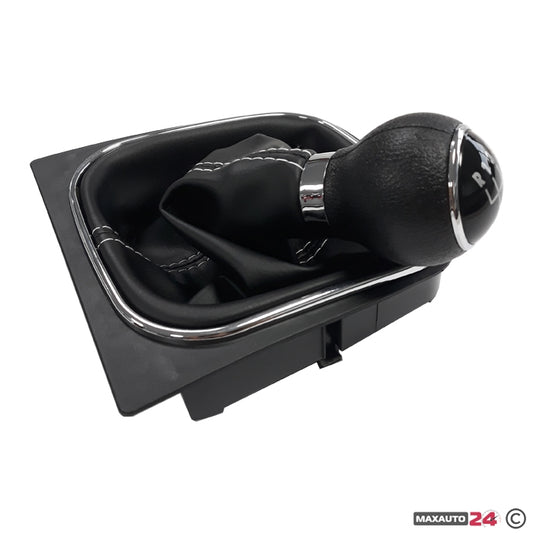 Топка за скоростен лост с маншон съвместима с VW Golf V / VI 03-12 с 6 скорости - бял конец