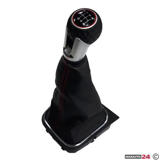 Топка за скоростен лост с маншон съвместима с VW Golf GTI 03-12 с 6 скорости - червен конец