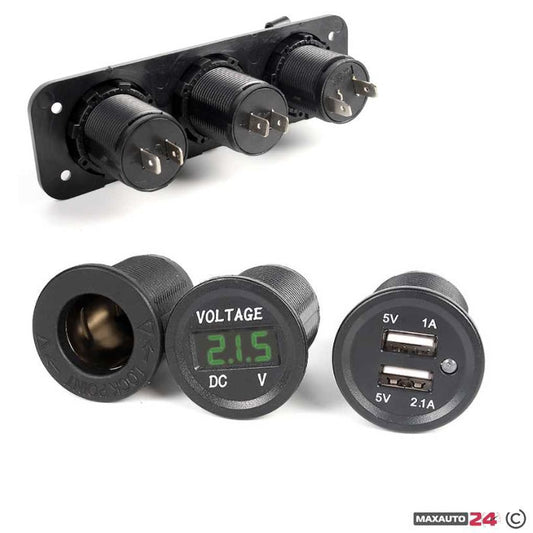 Волтметър с 2 USB порта и гнездо - 1632