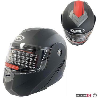 Каска за мотор - 2402-3 черно / червено МАТ