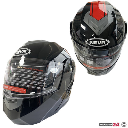 Каска за мотор - 2402-4 чернo / червено ГЛАНЦ