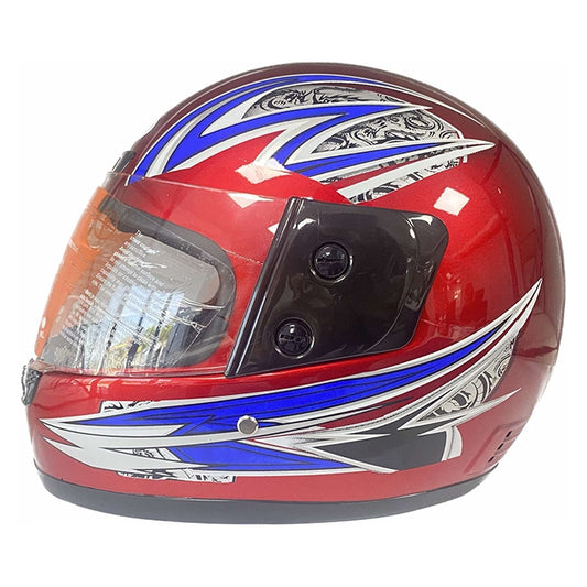Каска мото 106-7 - S - Червено / Синьо