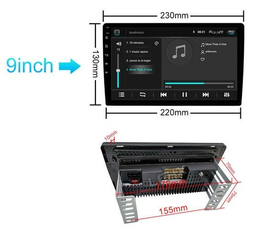 Мултимедия MP3 с двоен дин 9" Android 9 + GPS