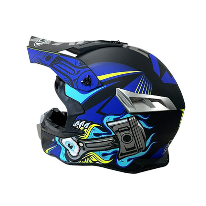 Мотокрос каска 188 - размер XL - Matt Black/Blue