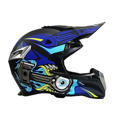 Мотокрос каска 188 - размер S - Matt Black/Blue