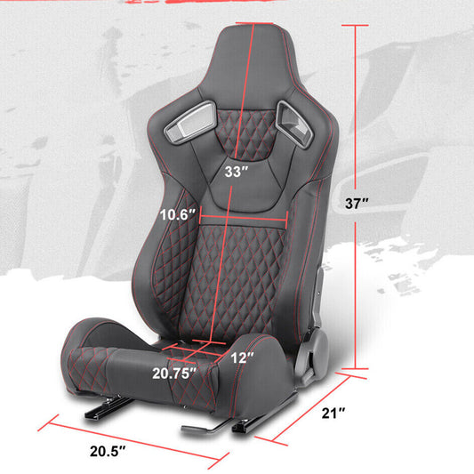 Спортни седалки за МПС - 9015   Черна с червен конец