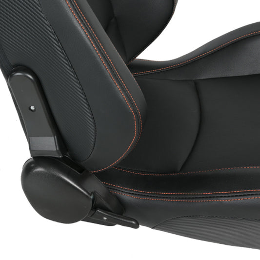 Спортни седалки за МПС - 1053 Черна с червен конец