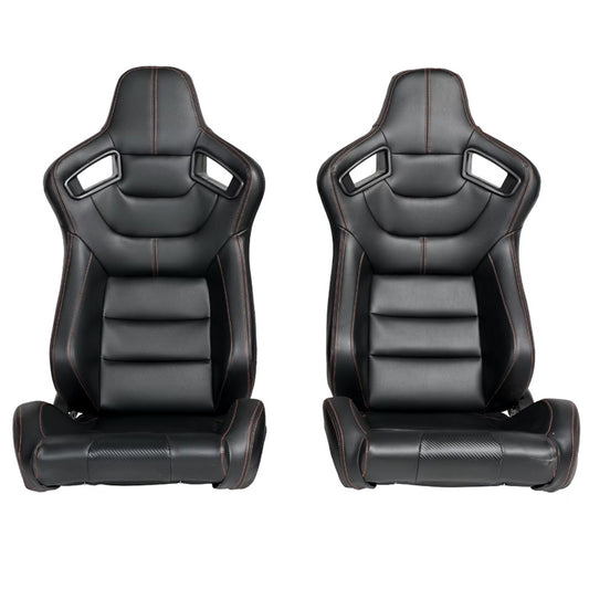 Спортни седалки за МПС - 1053 Черна с червен конец